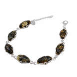 Браслет срібний із зеленим бурштином "Вілена"