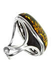 Перстень зі срібла і бурштину «Літній настрій»