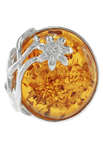 Кольцо с камнем янтаря в серебре «Дыхание лета»