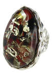 Кольцо с камнем янтаря в серебряной оправе «Аида»