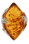 Кольцо с камнем янтаря в серебряной оправе «Емира»