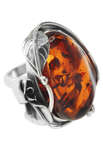 Кольцо с камнем янтаря в серебряной оправе «Патрисия»