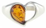 Кольцо с янтарём «Сердце»
