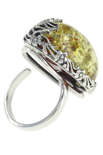 Кольцо с янтарем в декоративной серебряной оправе «Тара»