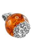 Кулон с шариком янтаря в серебряной оправе «Весенние цветы»
