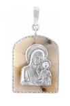 Ладанка из серебра и янтаря «Богородица»