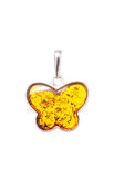 Підвіска зі срібла з бурштином «Метелики»