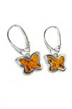 Сережки з бурштином і сріблом «Метелики»