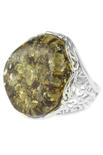 Срібний перстень з каменем бурштину «Юнона»