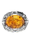 Серебряное кольцо с камнем янтаря «Весенняя листва»