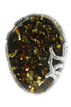 Серебряное кольцо с камнем янтаря «Мираж»