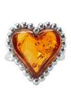 Срібний перстень з каменем бурштину «Серце»