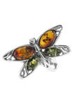 Серебряное кольцо с камнями янтаря «Бабочка»