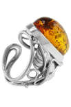 Срібний перстень з бурштином «Теона»