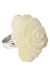 Срібний перстень з бурштином «Біла троянда»