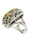 Срібний перстень з бурштином «Юджина»
