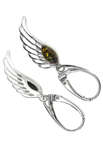 Срібні сережки з бурштином «Крила янгола»