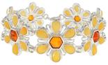 Серебряный браслет с янтарем «Цветы»