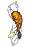 Серебряный кулон с разноцветным янтарем «Жар-птица»