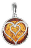 Серебряный кулон с янтарем «Сердца»