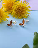 Срібні сережки з бурштином «Метелики»