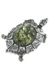 Брошка з чорненого срібла і бурштину «Черепаха»