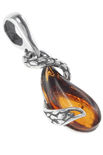 Кулон з чорненим сріблом і бурштином «Змійка»