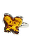 Срібний перстень з бурштином «Метелик»