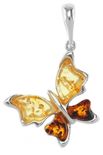 Срібний кулон з камінням бурштину «Метелик»