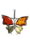 Срібний кулон з бурштином «Метелик»