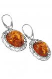 Серьги с янтарными кабошонами в ажурной серебряной оправе «Саманта»