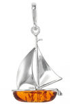 Кулон зі срібла з бурштином «Кораблик»