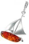 Кулон зі срібла з бурштином «Кораблик»