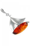 Кулон зі срібла з бурштином «Кораблик»