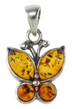 Срібний кулон з бурштином «Метелик»