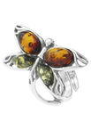 Срібний перстень з камінням бурштину «Метелик»