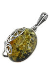 Кулон з каменю бурштину в срібній оправі «Метелик»