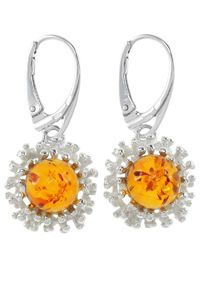 Серебряные серьги с янтарем «Рассветная заря»