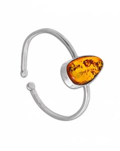 Жесткий браслет с камнем янтаря