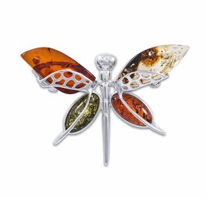 Брошь с янтарными вставками «Бабочка»