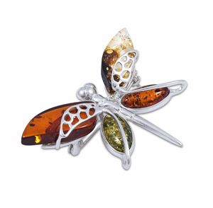 Брошь с янтарными вставками «Бабочка»