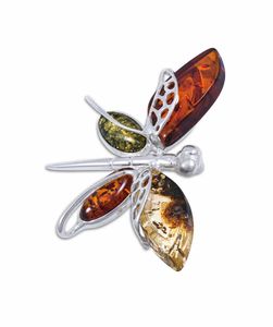 Брошь с янтарными вставками «Бабочка»
