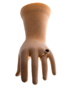 Каблучка срібна з бурштином та фіанітами «Амедея»