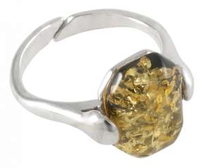 Кольцо-перстень с янтарным камнем