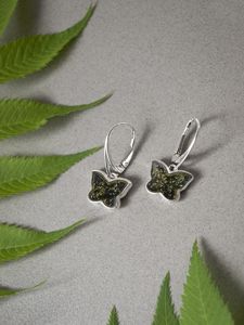 Сережки з бурштином і сріблом «Метелики»