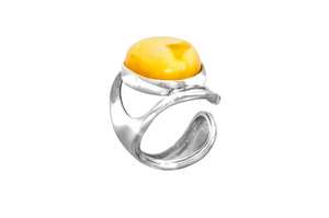 Разомкнутое кольцо с желтым камнем