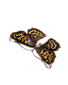 Брошка срібна з бурштином  «Метелик»