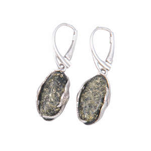 Сережки срібні з бурштином "Яслін"