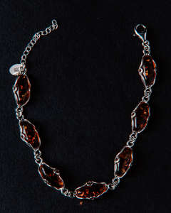 Браслет срібний з бурштином "Вілена"