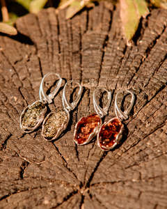 Сережки срібні з бурштином "Яслін"